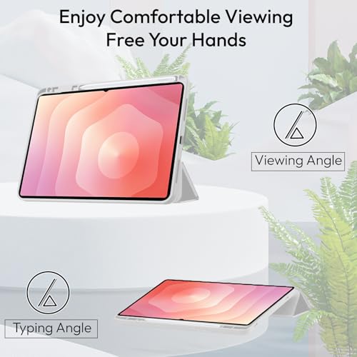 Image of Robustrion Cover Case for Samsung Galaxy Tab S11 Ultra 14.6 inch Cover with [S-Pen Holder], Hybrid Flip Cover Case for Samsung S11 Ultra Tablet 14.6 inch with Transparent Back [Auto Sleep Wake] - Grey