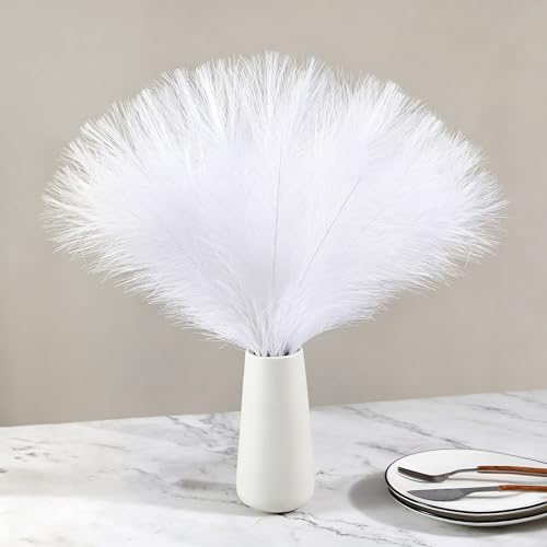 Bpole 36Pcs White Pampas Grass 21.6 Inch Faux Pompas Grass Decor