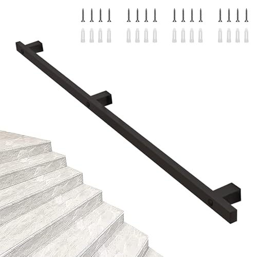 Rampe d'escalier noire 540cm barre appui escalier avec support