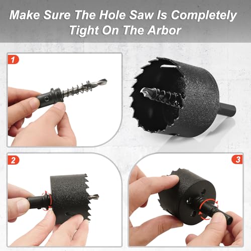 Image of 2-5 /8 Inch Hole Saw with 3 /8 inch Triangle Shank Quick Change Arbor, JTemgle Bi-Metal Hole Saw Heavy Duty Hole Cutting Tool for Cornhole Boards, Recessed Lights, Wood, Plastic, Drywall & Soft Metal