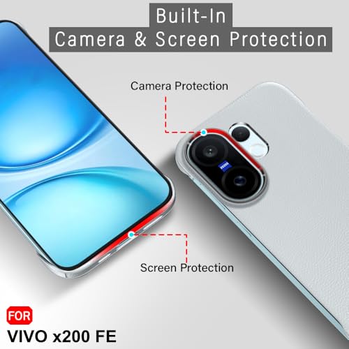 Image of TheGiftKart Hybrid Ultimate Slim Back Case Cover for Vivo X200 FE 5G | Lightweight Profile | Hard Back Case Cover for Vivo X200 FE 5G (PC & TPU, Metal Camera Ring, Leather Texture Finish, Grey)