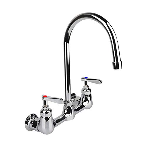 KWODE Wall Mount Faucet 8 Inch Center Commercial Kitchen Sink Faucet with 6
