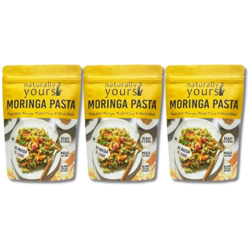 Image of Naturally Yours Moringa Macaroni Pasta | Shigru Leaf, Millet & Whole Wheat | High Protein | No Maida, Not Fried | No Onion No Garlic, Jain Friendly | Ready in 5 Minutes | 175g Pack of 3