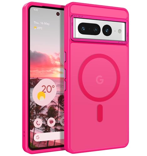 YINLAI Funda magnética para Google Pixel 7 Pro [compatible con Magsafe] compatible con carga inalámbrica, delgada, a prueba de golpes, para Google Pixel 7 Pro, color rosa intenso