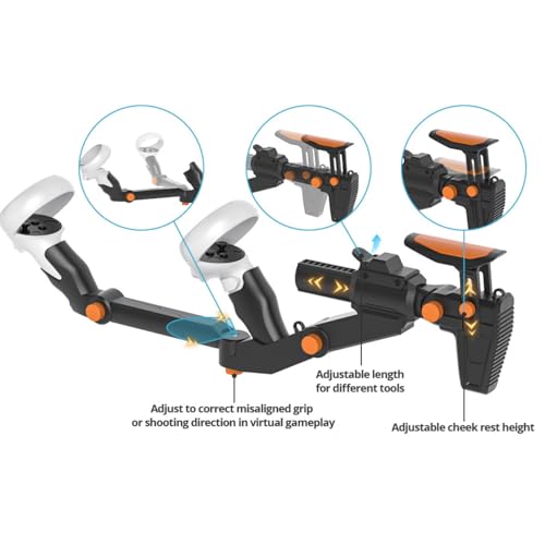 Image of VR Gunstock for Meta Quest 2 Quest 3 Quest 3S Quest Pro - Adjustable FPS Gaming Controller Accessories with Quick Magnetic Attachment Cheek Pad for Immersive VR Gameplay (Black)