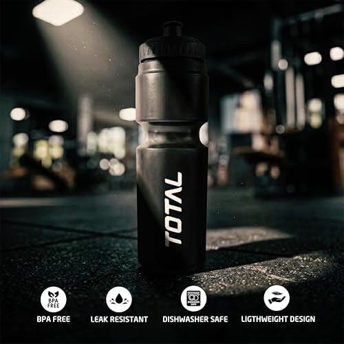 Image of TOTAL Sipper Bottle for Gym, Running, Cycling | BPA-Free Sports Water Bottle with Push /Pull Leakproof Cap | Lightweight, Durable & Reusable Bottle for Outdoor Fitness Use|Black 800 ML