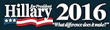 Hillary 2016 Political Bumper Sticker 2.5'x9'