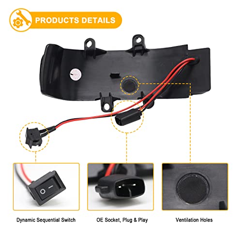 R&F Auto Sequential Smd Led Dynmaic Side Mirror Light Replacement For Tacoma 2011-2015, Sienna 2012-2020, Rav4 4Runner 2009-2012 Towing Mirror Turn Signal Side Marker Parking Lamp #TOP3