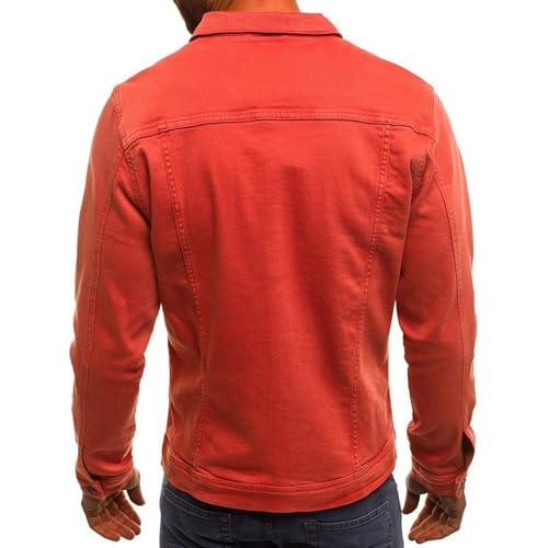 Men's Lapel Single Breasted Denim Jacket Vintage Button Jean Coat with Pocket Classy Cozy Slim Fit Outerwear4