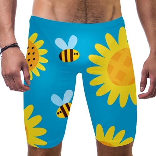 Pantalones cortos de natación para hombre Sunflower Bees with Blue y mallas deportivas
