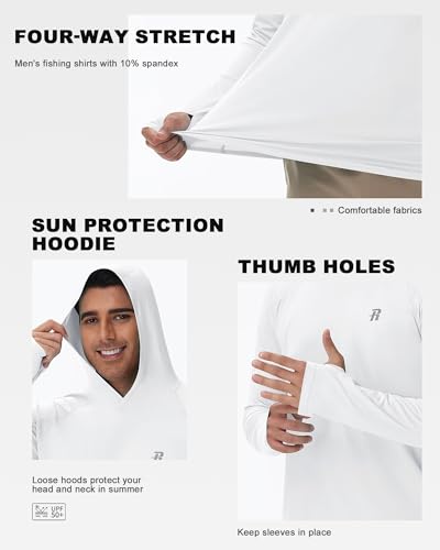 Runhit Fishing Shirts for Men Hoodie Sun Shirt UPF 50+ Long Sleeve UV Protection SPF Rash Guard Running Hiking Workout3