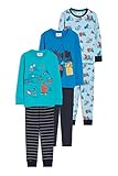 C&A Kinder Jungen Pyjamas Pyjama Relaxed Fit Unifarben|Bedruckt|Motivprint|Streifen blau 122