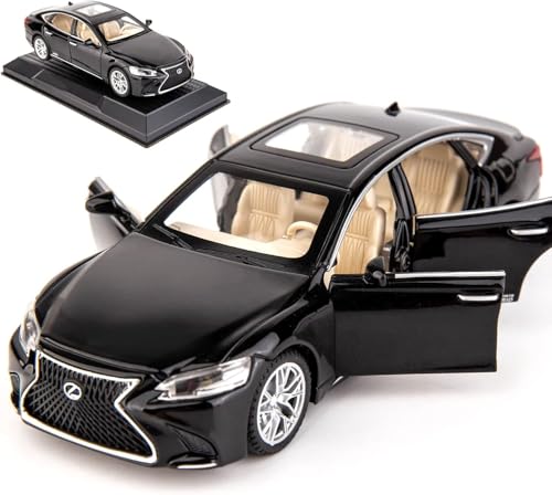 Image of FEXXA ๐๏ธ Exclusive Alloy Metal Pull Back Die-cast Car Model with Sound Light Mini Auto Toy for Kids Metal Model Toy Car with Sound and Light (1.32 Scale Lexus LS500H-BLACK)