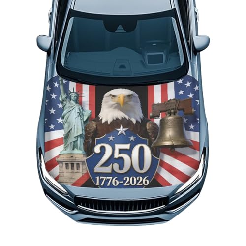 Image of USA Home of the Free Car Windshield Sunshade Cover, Waterproof Breathable Half Car Cover Blocks UV Rays for All Season - Fit Most Cars, SUV