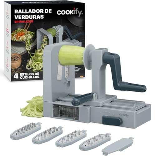Consejos para Comprar veggie bullet liverpool más recomendados. 37 Cookify Espiralizador Rallador 5 en 1, Cortador de Verduras en Espiral Plegable, Ahorra Espacio (Gris)