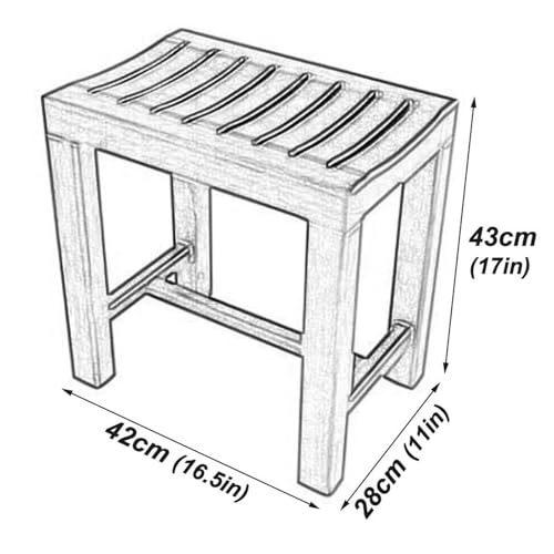 Banco de ducha de teca, taburete de ducha de madera impermeable para baño, asiento de baño antideslizante para mayor comodidad y seguridad