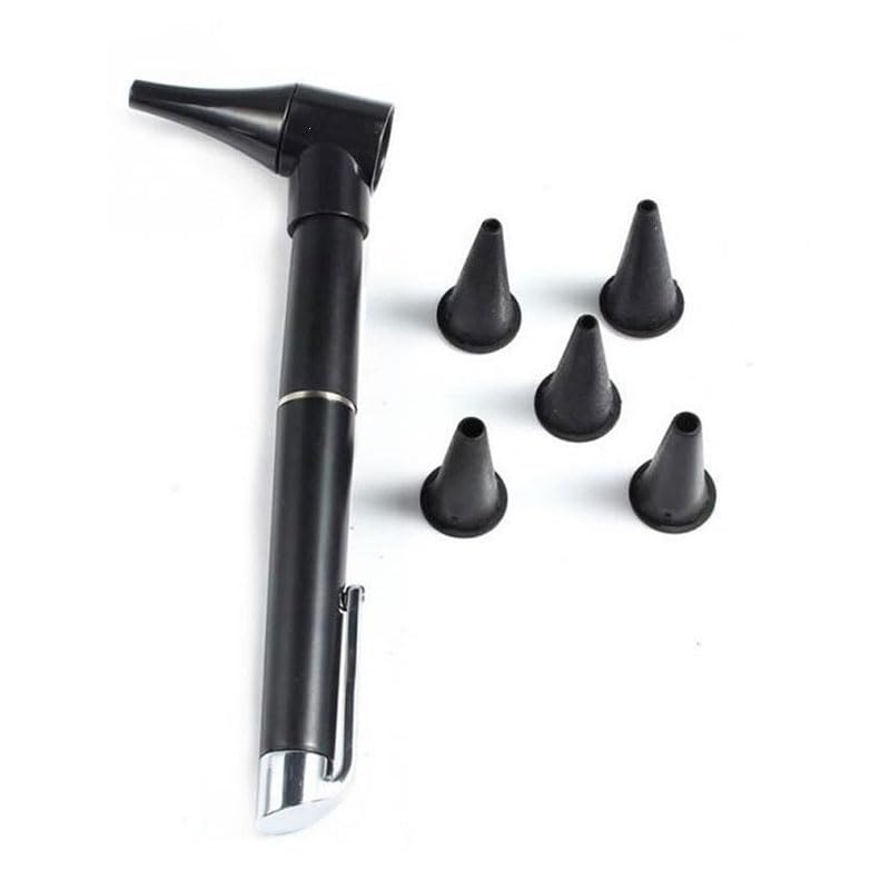 SagaSave Aluminum Mini Detecting Otoscope Kit Pen Shape with 5 Ear Detectors Head for Home Easy to Use