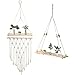 2pcs Étagère Murale Bois Macramé Boheme Etagere Macrame Mural Suspendue Corde Étagère Deco Plante Flottante Tapisserie Houppe Manuel Tissé Étagères Rustiques Bois Vieilli à Suspendre Décoration Murale