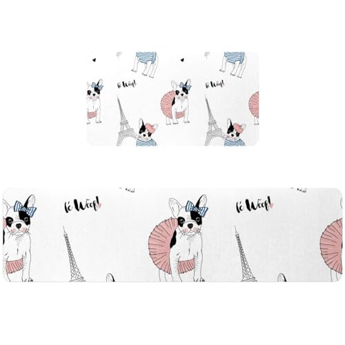 Tapis de cuisine antidérapant bouledogue français lot de 2 - 2