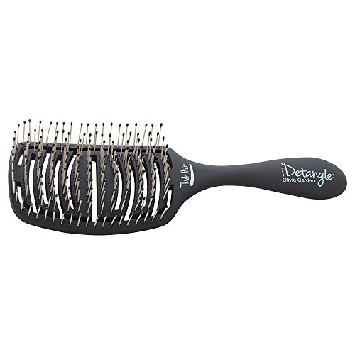 Olivia Garden iDetangle Brosse Démêlante pour Cheveux Epais - Démêle sans douleur, Brosse Flexible Ventilée, Forme Doublement Courbée