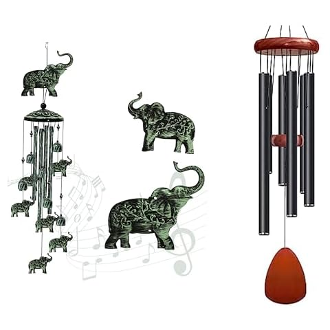 28 Inches Black Small Wind Chimes & 35 Inches Elephant Wind Chimes Cover