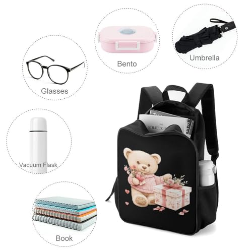Teddy Bear Valentines Gifts Travel Backpack Casual Daypack Shoulder Bag with Adjustable Shoulder Straps for Hiking3