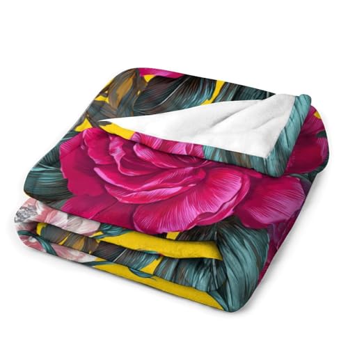 Couverture durable et plaid canapé imprimé fleuri jaune pour chambre et sofa