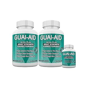 1024 600mg Ultra-Pure Guaifenesin Veg. Capsules (2 Bottles of 500 Capsules & 24 Size Travel Bottle)