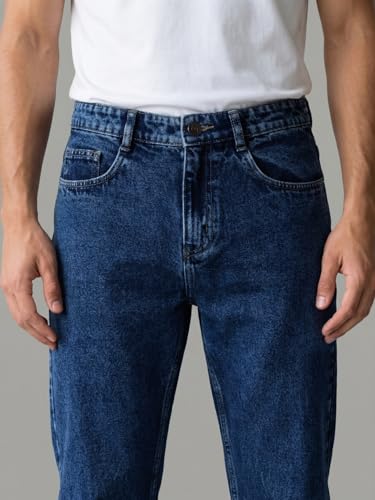 Image of Urbano Fashion Men's Relaxed Fit Washed Denim Jeans Non-Stretchable