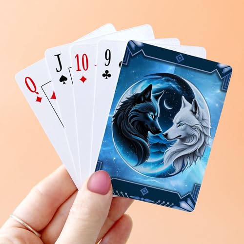 Cartas Two Majestic Wolf Heads tamaño estándar miniatura 4