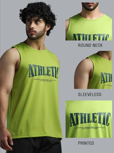 Image of CHKOKKO Sleeveless T Shirts Gym Vest for Men Workout Graphic Printed Premium Cotton Blend Tank Top for Man Running Vest Sando Gym Wear Lightweight Breathable Casual Summer Wear Boys