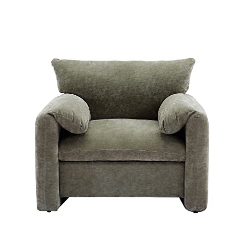 Merax Modern Style Chenille Oversized Armchair, Accent Chair, 38.6’’ W Single Sofa, For Living Room, Bedroom, Matcha Green #TOP6