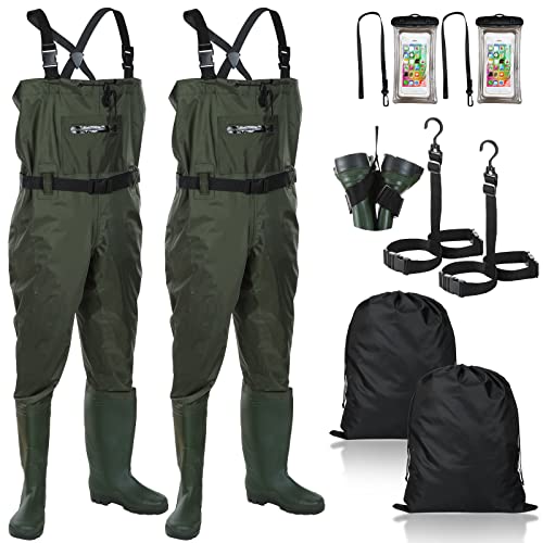 Tisancy 2 Pack Chest Waders Fishing Waders With Boot Hangers 70D 2 Ply Nylon Waders Duck Hunting Waders For Man Woman (M11) #TOP11
