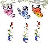 Molinillos De Viento para Exterior,3 Piezas con Cintas Decoración Exterior,Multicolor Espiral De Viento - para Jardín Patio Porche Zona Trasera Patio Interior Terraza Balcón Parque