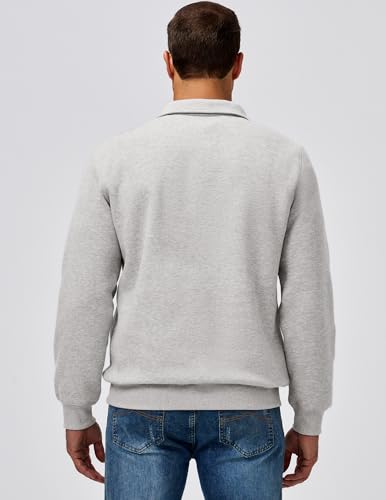 JMIERR Mens Casual Cotton Polo Sweatshirts Long Sleeve Button Collared Pullover Shirts3