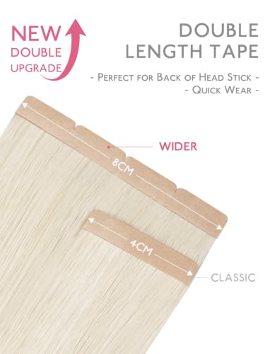 Image of WENNALIFE 3.15 inch Wide Tape in Hair Extensions Human Hair, Tape in Weft