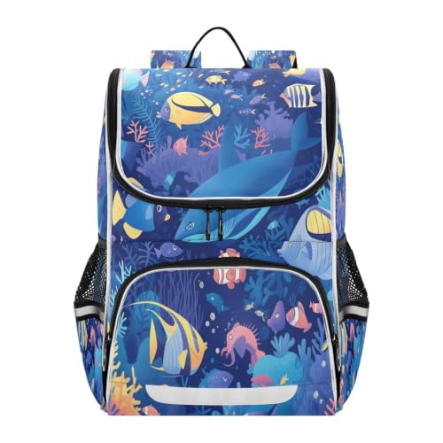 Sac à dos scolaire animal marin ergonomique et grand format