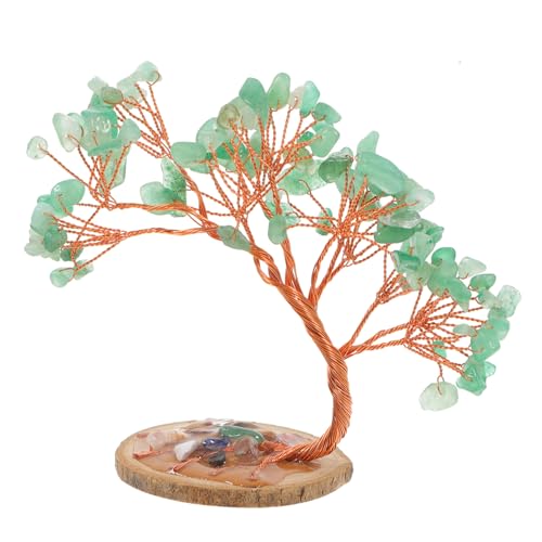 Décoration de bureau zen avec arbre à argent en aventurine verte pour intérieur apaisé