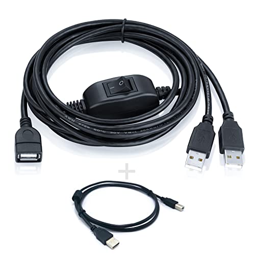 USB Splitter, USB to Dual USB 2.0 Cable 1 Female to 2 Male USB Y Splitter Charger Cable, 2 Computers to One Printer Cable Dual USB to USB Extension Cord (USB Splitter Cable + Printer Cable)