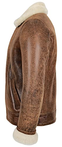 House Of Leather Mens echte schapenvacht jas piloot vliegende stijl cross zip blauw - Image 6