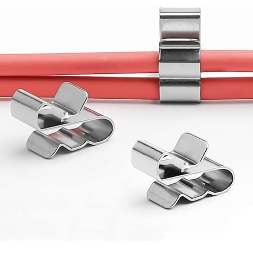 Metal Wire Clips, 100Pcs Photovoltaic Cable Clip Stainless Steel Wire Clamp Cord Fixing Holder Set Wire Management Clips Kit Cord Clip for Solar Panel PV