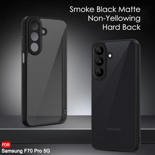 Image of TheGiftKart Hybrid Shockproof Back Cover Case for Samsung Galaxy F70 Pro 5G | Camera Protection Module | Hard Back Cover Case for Samsung F70 Pro (PC & TPU, Translucent Smoke Matte Back, Black Sides)