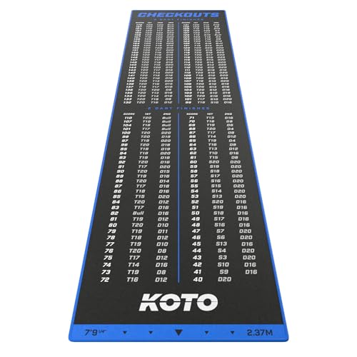 KOTO - Dartteppich Mit Abwurflinie Checkout Blau, 237x60cm...