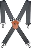 WELKINLAND 2-Inch Gray Suspenders for Men, Heavy Duty Work Suspenders for Men, Rugged-Hook Belt Loop Suspenders, Comfy Wide Suspender for Pants, Men's Suspender for Jeans