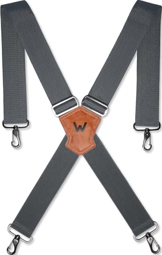 WELKINLAND 2-Inch Gray Suspenders for Men, Heavy Duty Work Suspenders for Men, Rugged-Hook Belt Loop Suspenders, Comfy Wide Suspender for Pants, Men's Suspender for Jeans