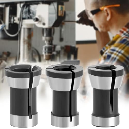 GIONAR 6 Stück Vielseitiges Spannzangen Adapter Set, Oberfräse Spannzangen Adapter, Stahl-Fräs-Spannzange, Fräser spannzange, Spannzange Geradschleifer Ersatzspannzange(6mm, 6.35mm, 8mm)