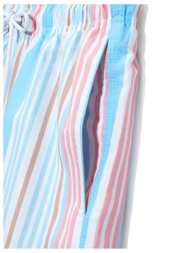 SHENHE Men's Striped Hawaiian Beach Shorts Swim Trunks Drawstring Board Shorts with Pockets4