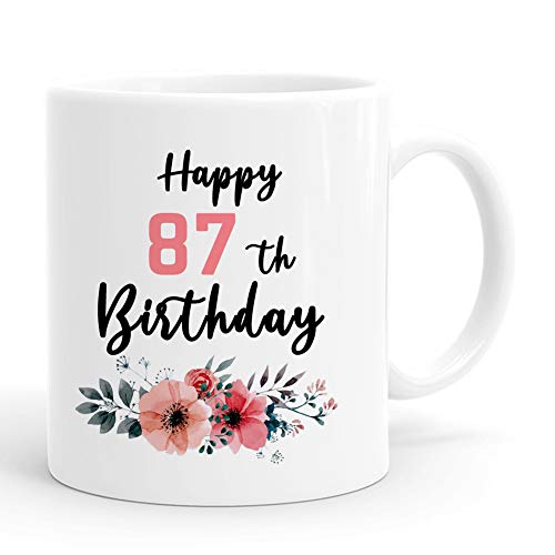 Flash Deals - 80% OFF joey Happy 87th Birthday Mug,11 Ounces, 87th Birthday Gift for Women, 1933 87 Years Old Birthday Gifts Mug for Her, Friend, Mom, Sister, Wife, Grandma, Coworker