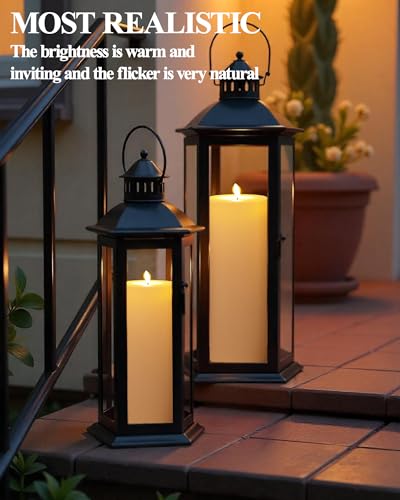 Image of Gmnee 4 inchx8 inch Outdoor Waterproof Flameless Candles with Remote Timers Plastic | Extra-tall, Extra-large, Battery Operated Candles, LED Candles, Electric Fake Pillar Candles for Patio Decor (White)