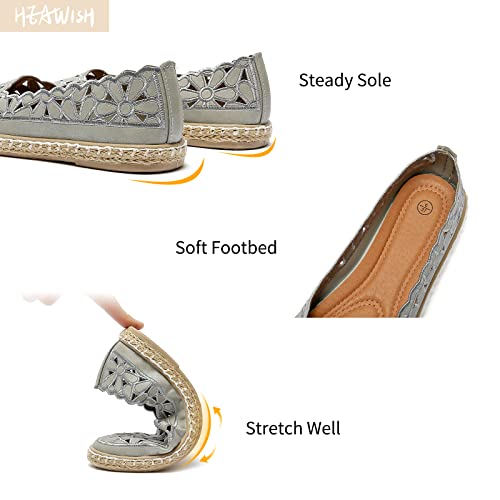Image of HEAWISH Women's Ballet Flat Daisy Round Toe Dress Shoes Casual Slip On Rope Loafer